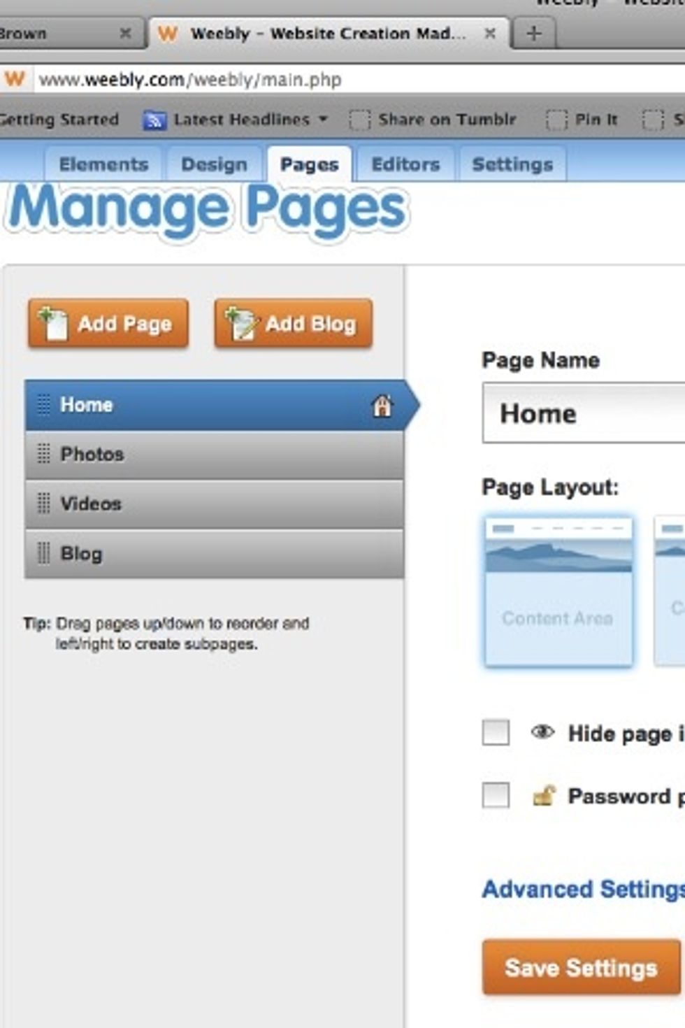 Click on the "add page" button to add a new page.