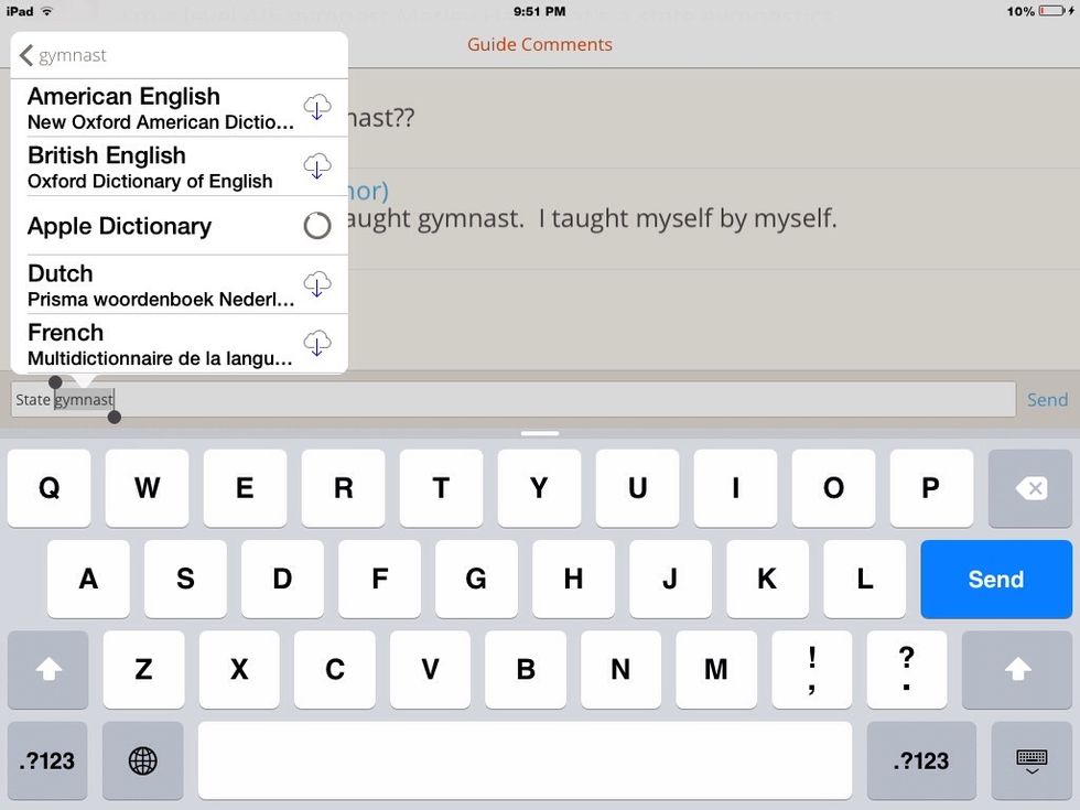Click on the Apple dictionary to download it :)