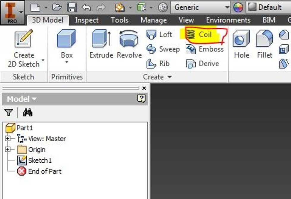 Click on the coil tool
