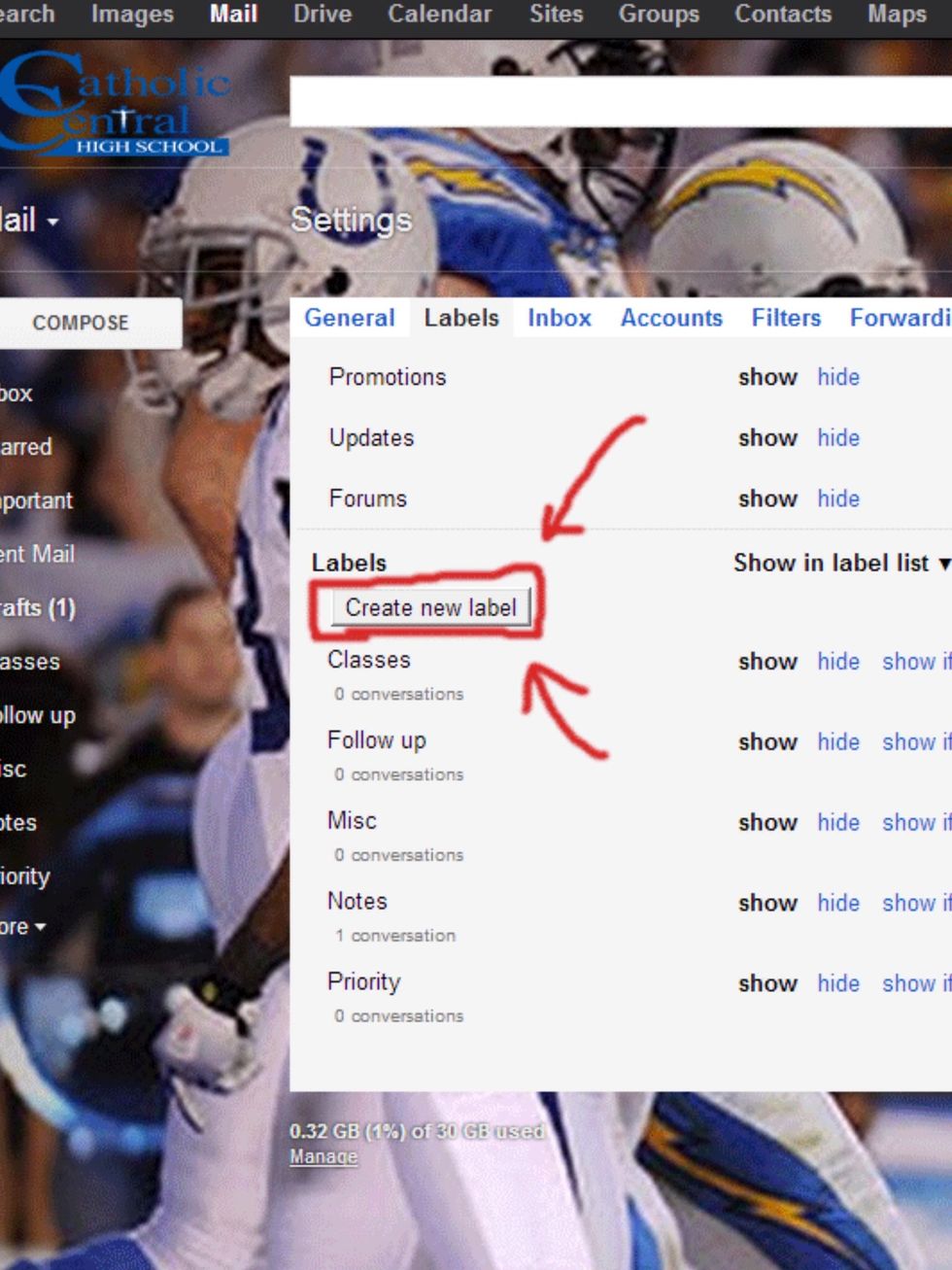 Click on the "Create new label" button.