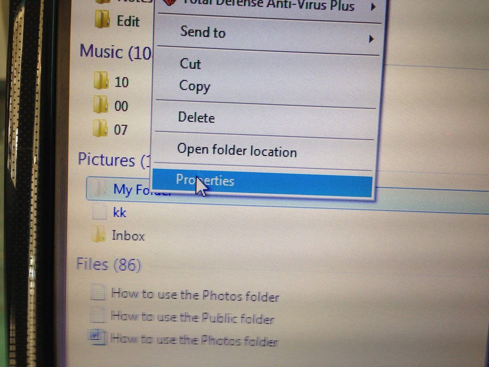 Click on the Folder's properties