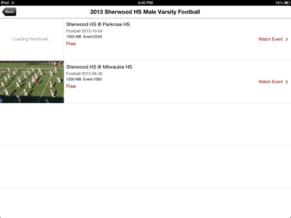 Click on the game that you want to watch.
