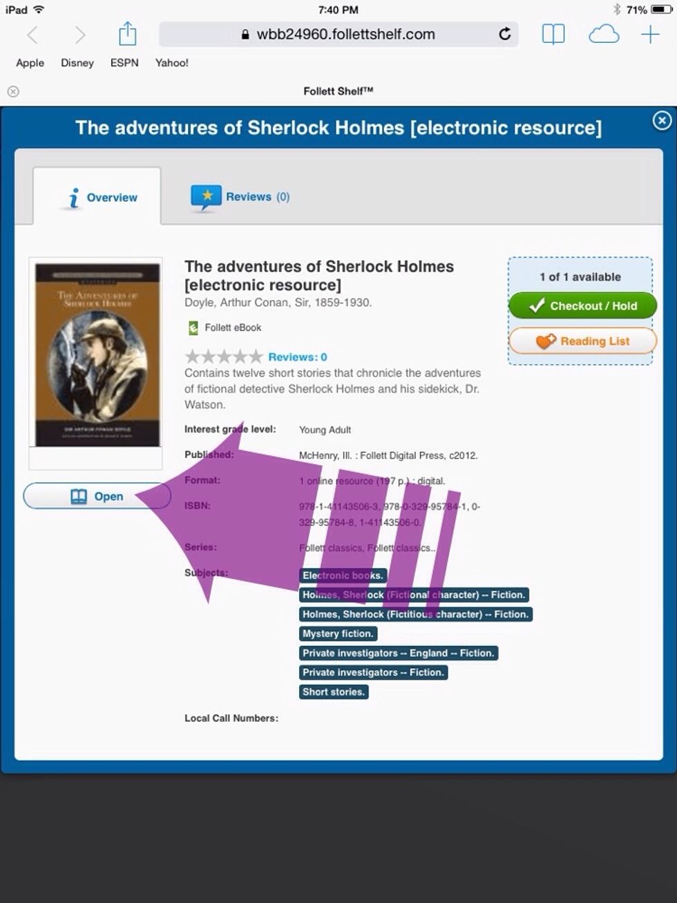 Click on the 'open' button to open this eBook. On this screen, you can also checkout this eBook by clicking on the green button found at the top-right corner.