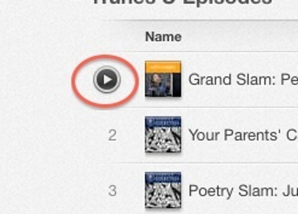 Click on the play button to listen to or watch the desired episode.