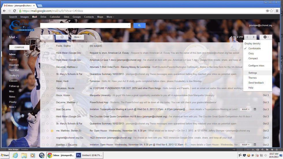 Click on the "Settings" icon in your email.