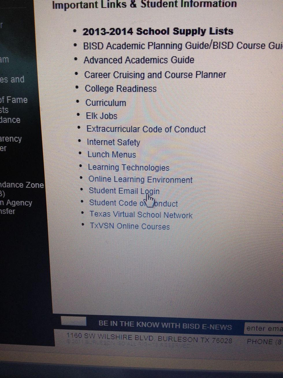 Click on the student email login.