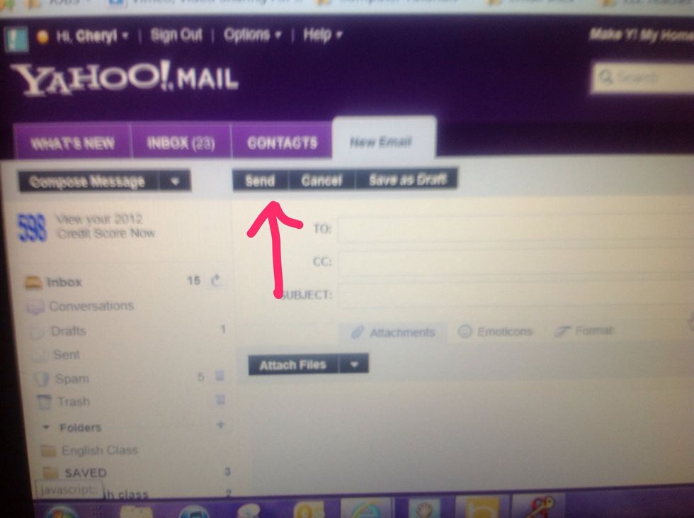 Click on the word SEND. If you are done then you should sign out as shown in the next step.