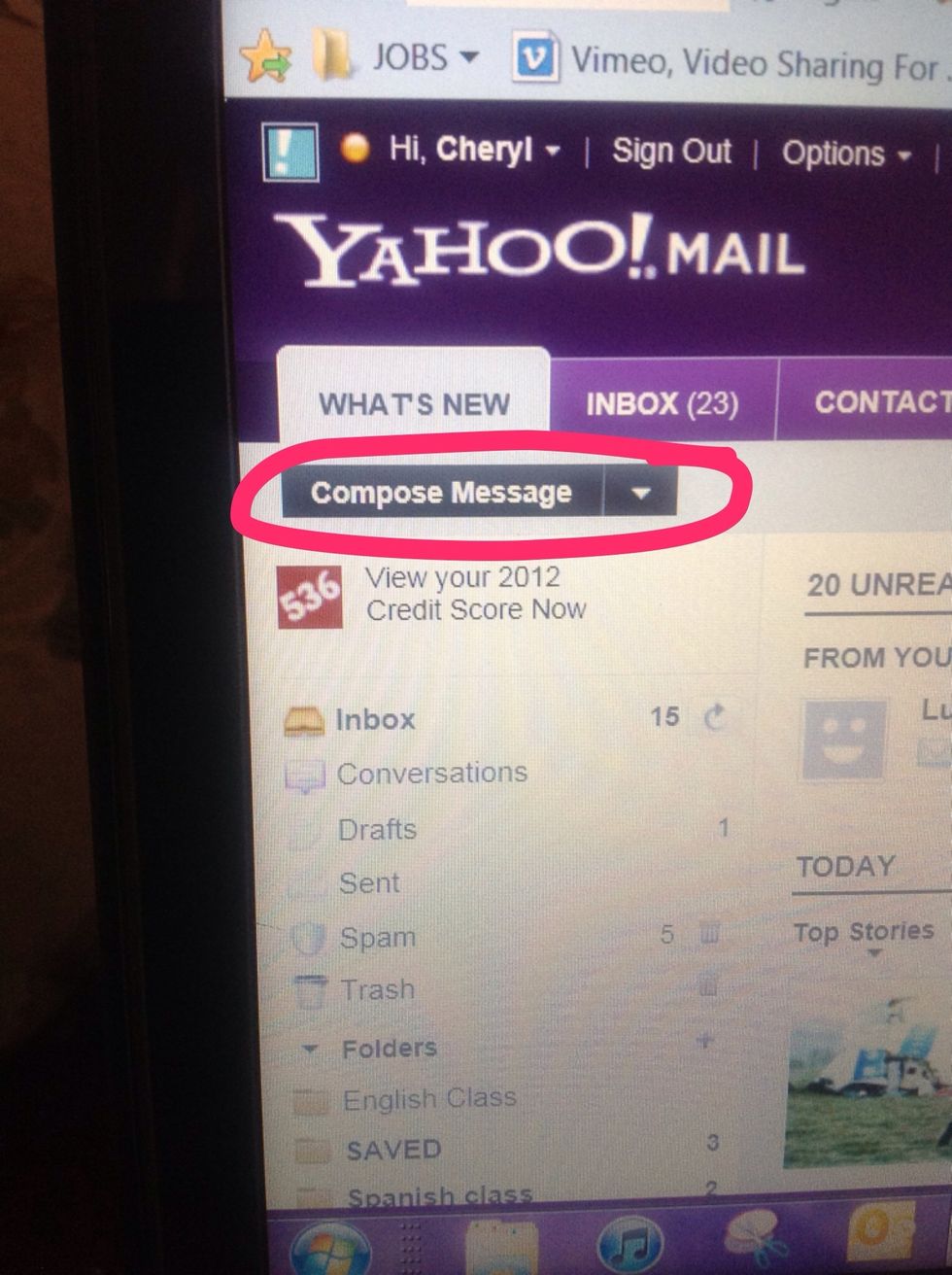 Click on the words Compose Message to begin your email letter.