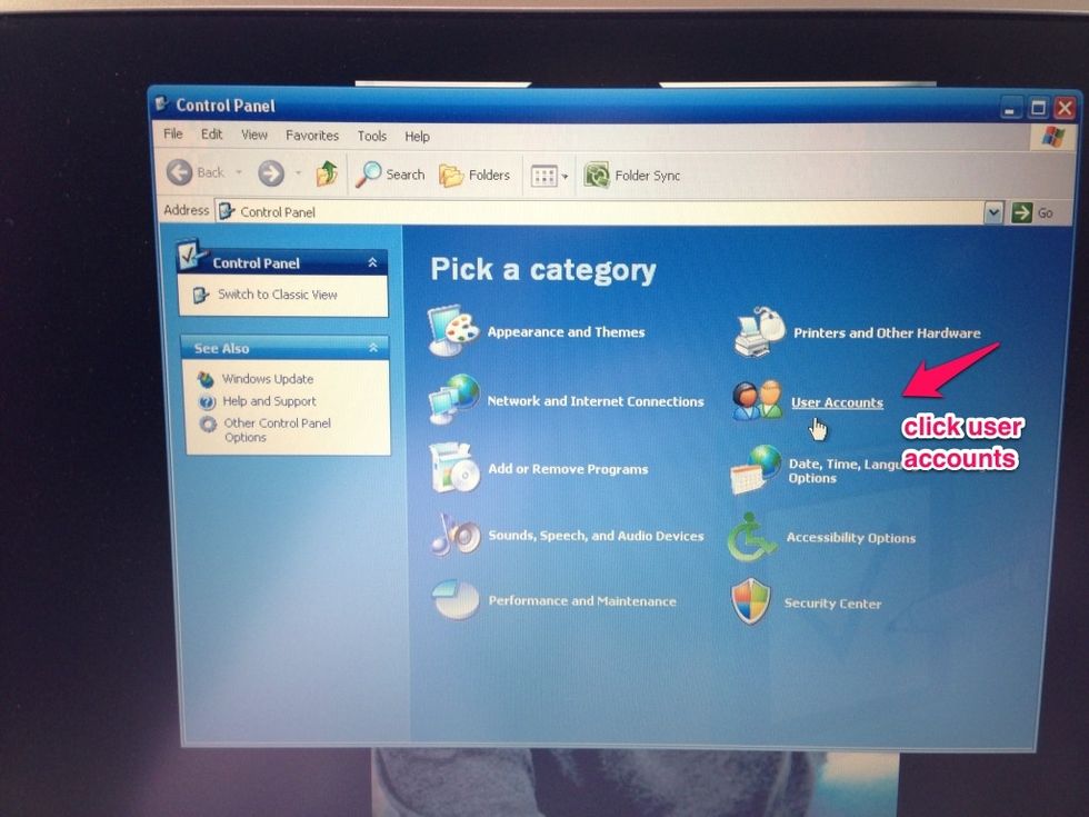 Click on user accounts