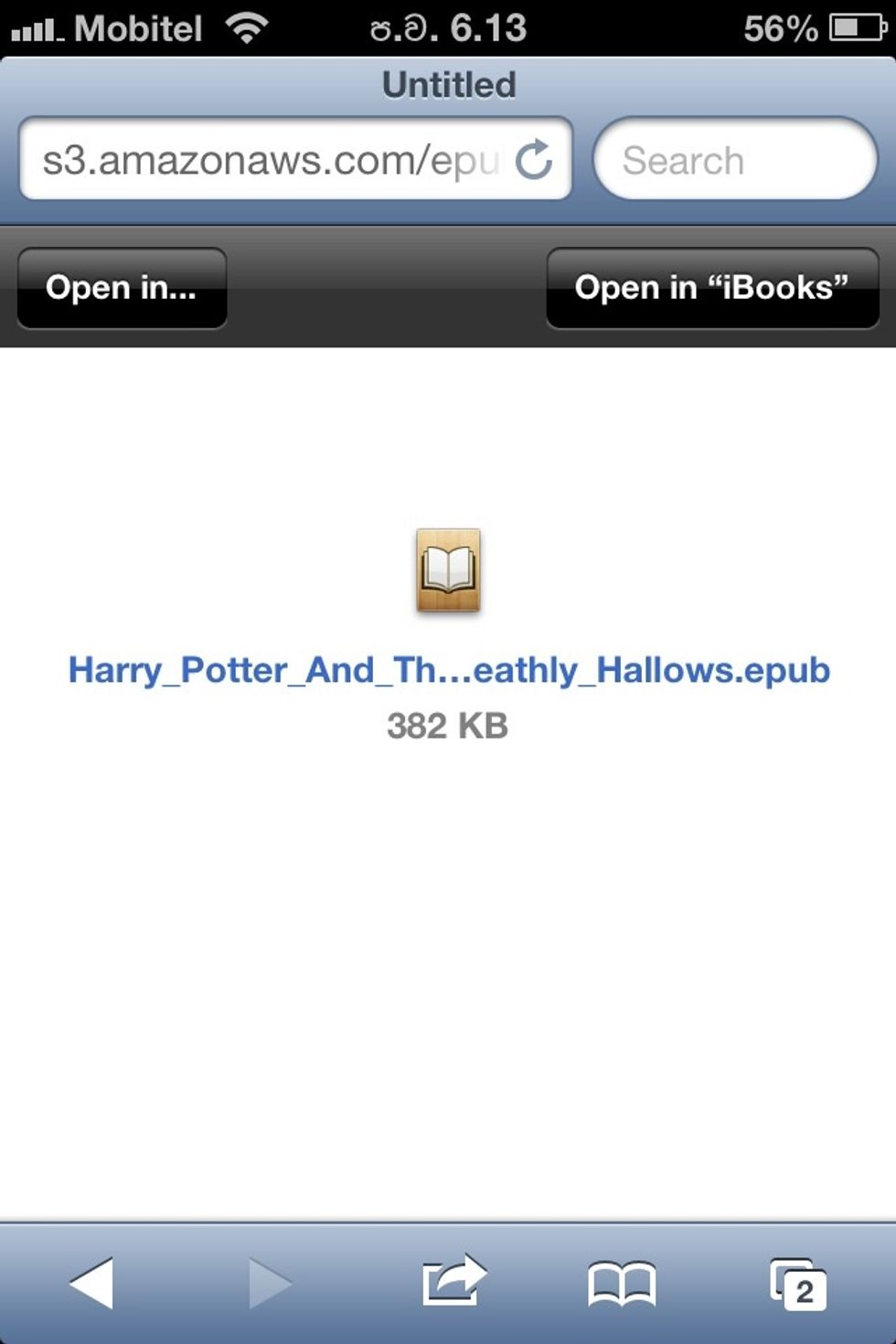 Click open in " iBook "