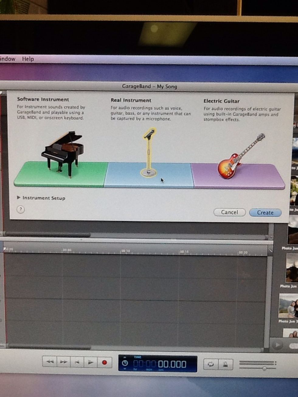 Click "Real Instrument" and then "Create"