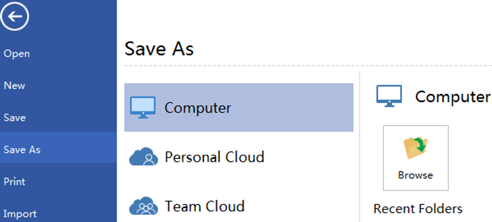 Click Save on File tab to save as the default format. Choose Save as on File tab to save as other formats. Then a professional UML diagram is created effortlessly.