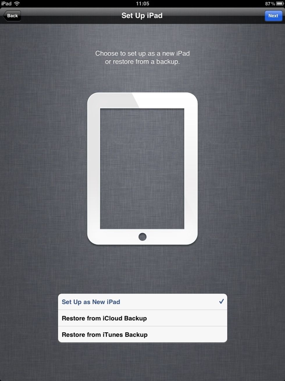 Click Setup as new iPad
