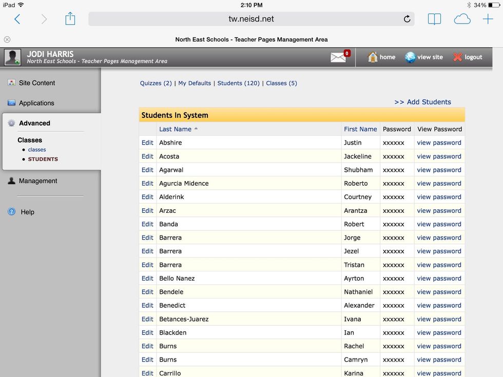 Click students under the advanced tab. Then click Add Students in blue.