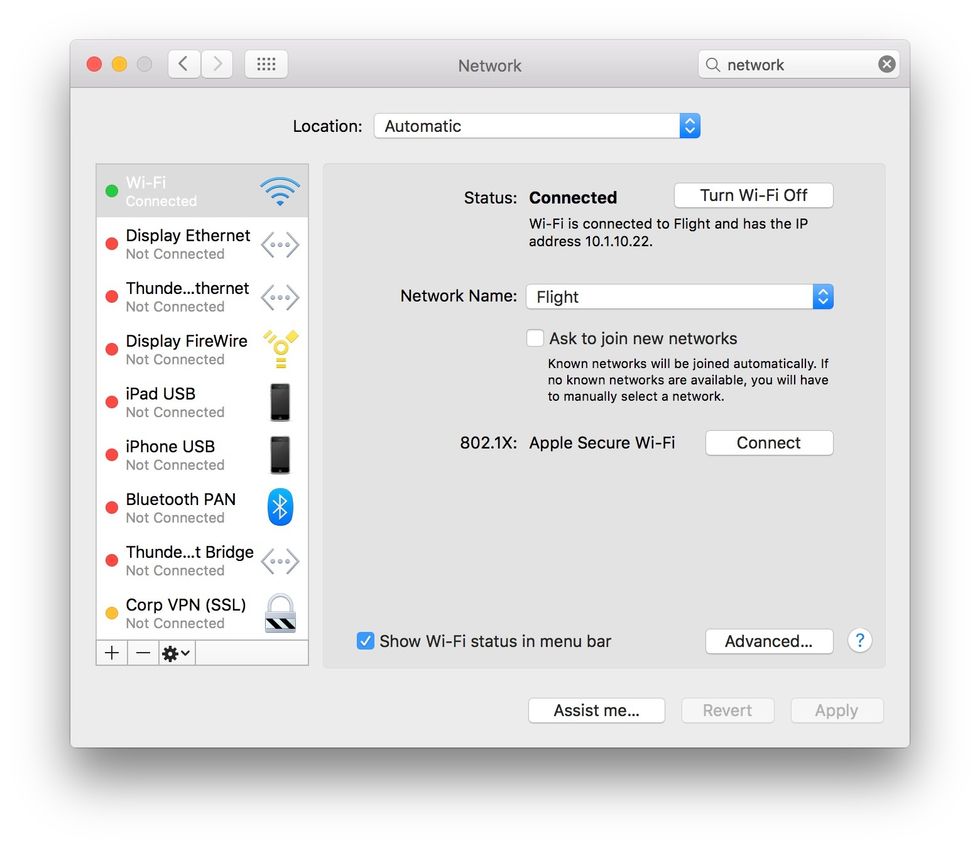 Click the Advanced button in the lower-right corner.