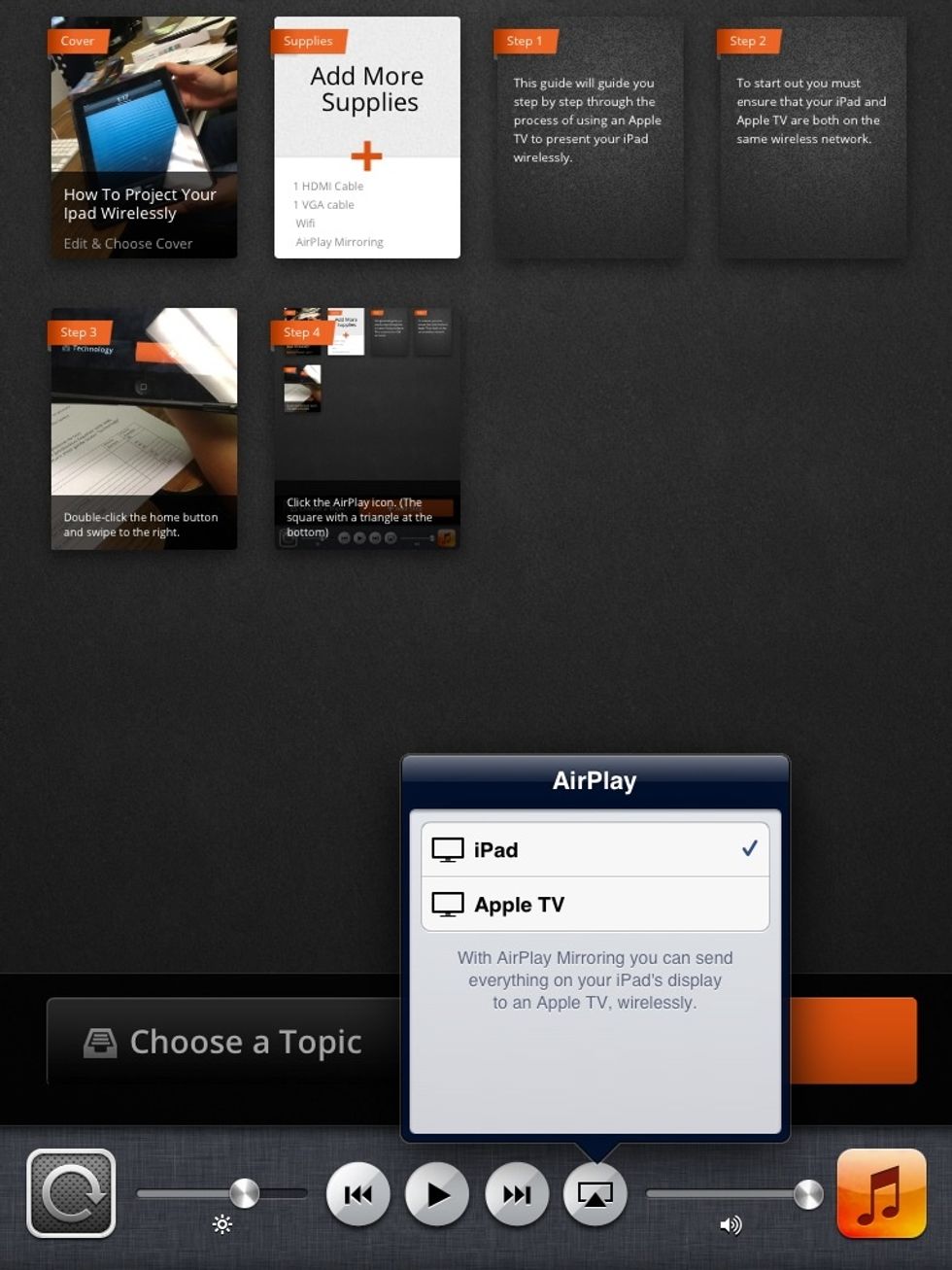 Click the Apple TV option to share your screen