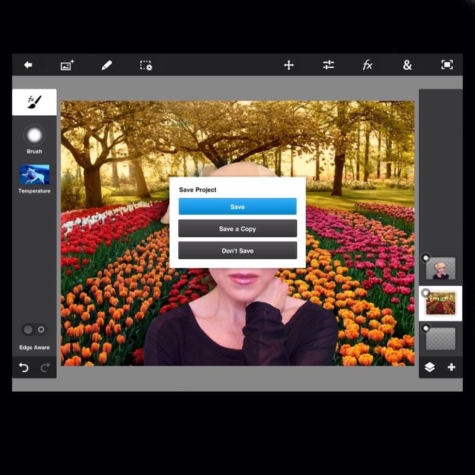 Click the arrow located at the top-left and click save.