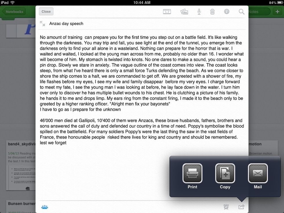 Click the export button (the little square box with the arrow coming out of it) and choose copy