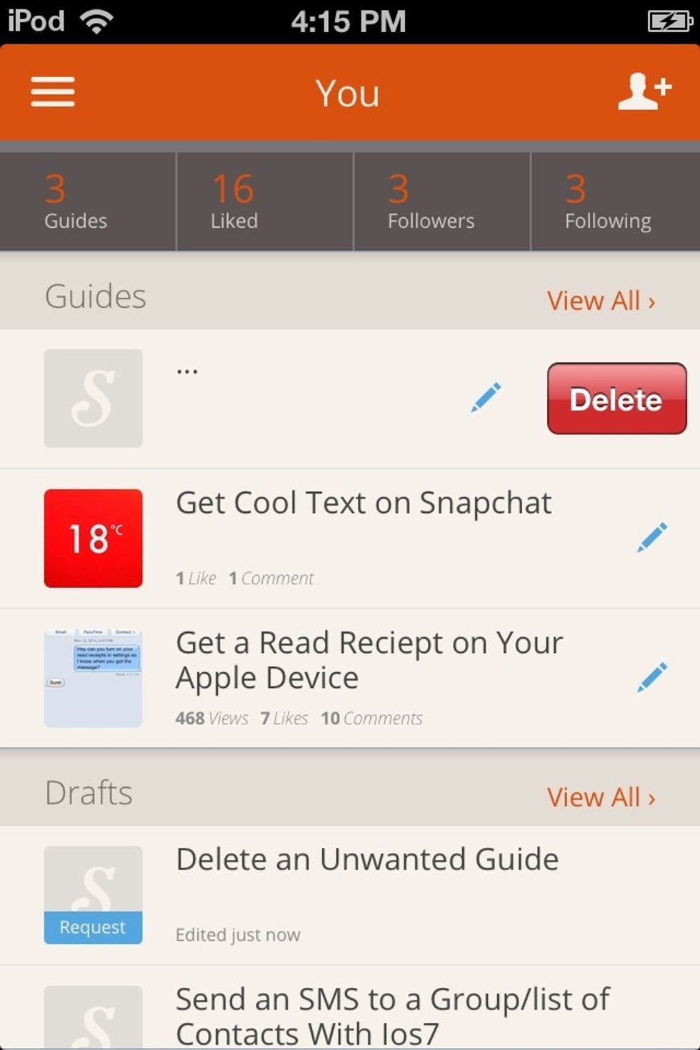 Click the red "Delete" button