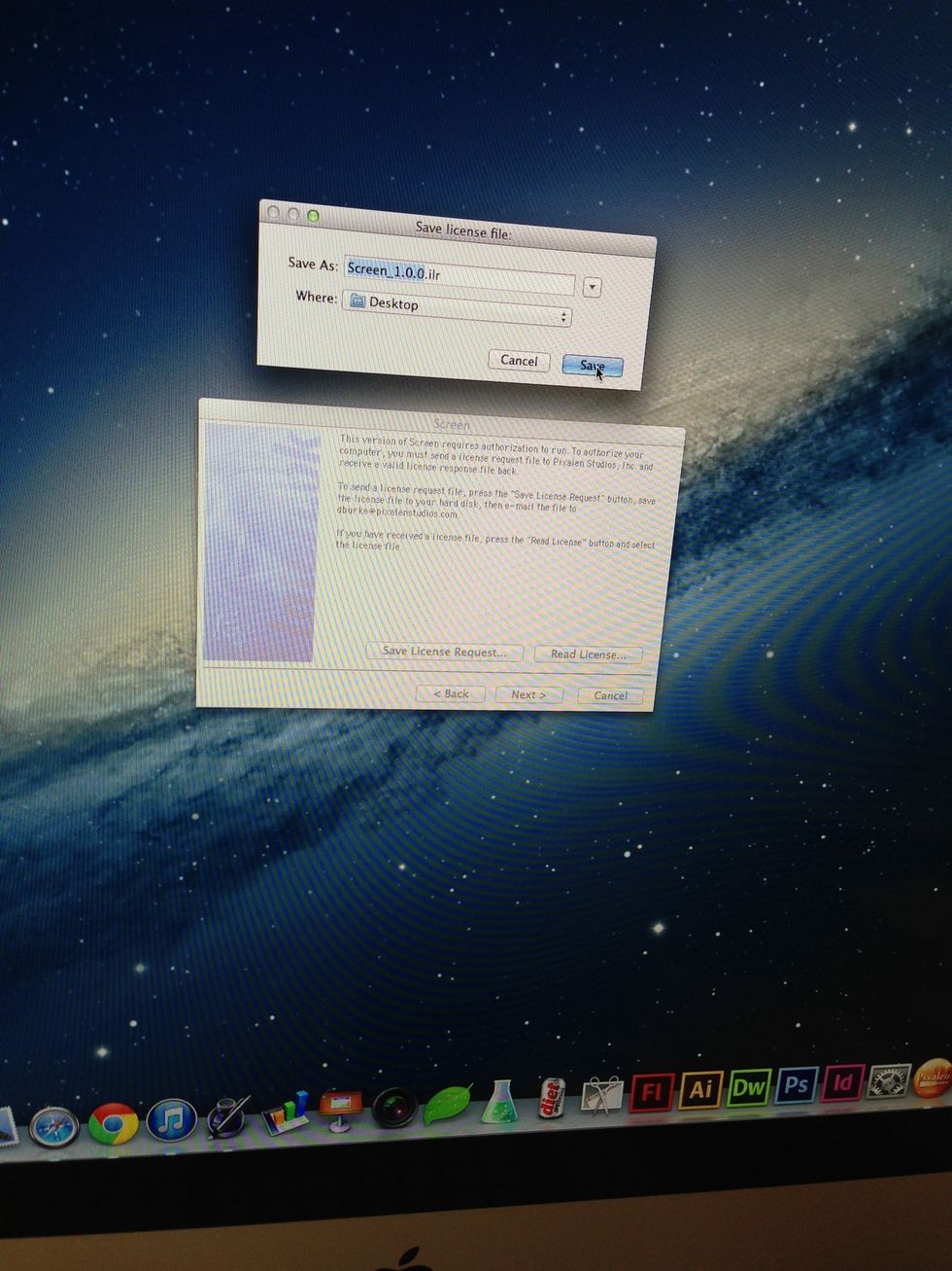 Click the "Save License Request..." Button. Name and save the file on your computer.