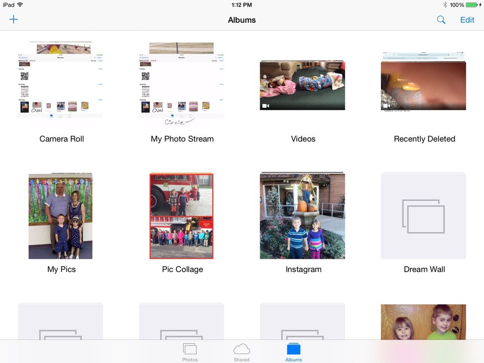 Click the + sign at the top left to create a new album.