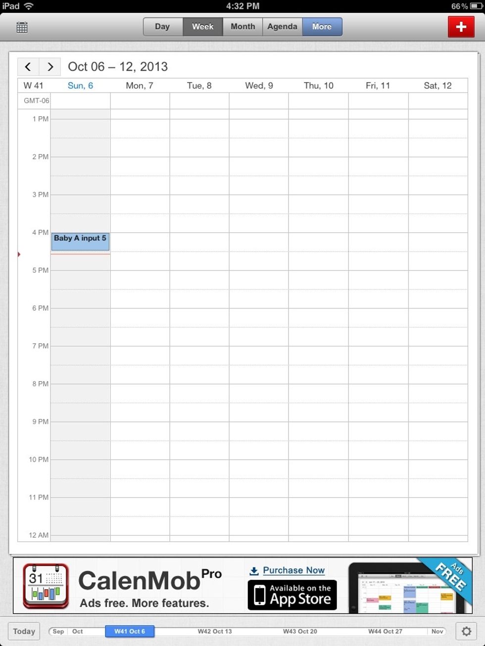 Click the 'Week' button to see all the events in the week.