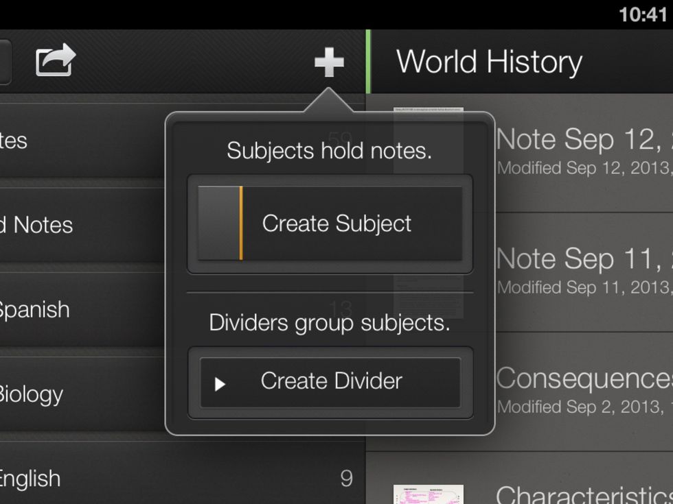 Click to create a new subject.