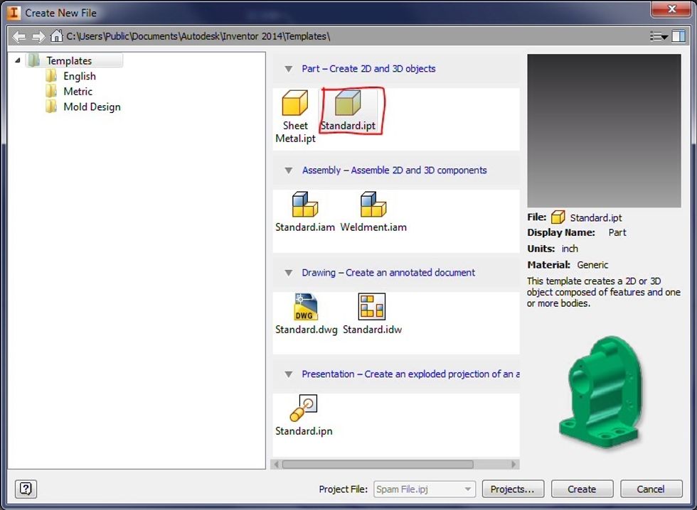Click \u201cStandard.ipt\u201d