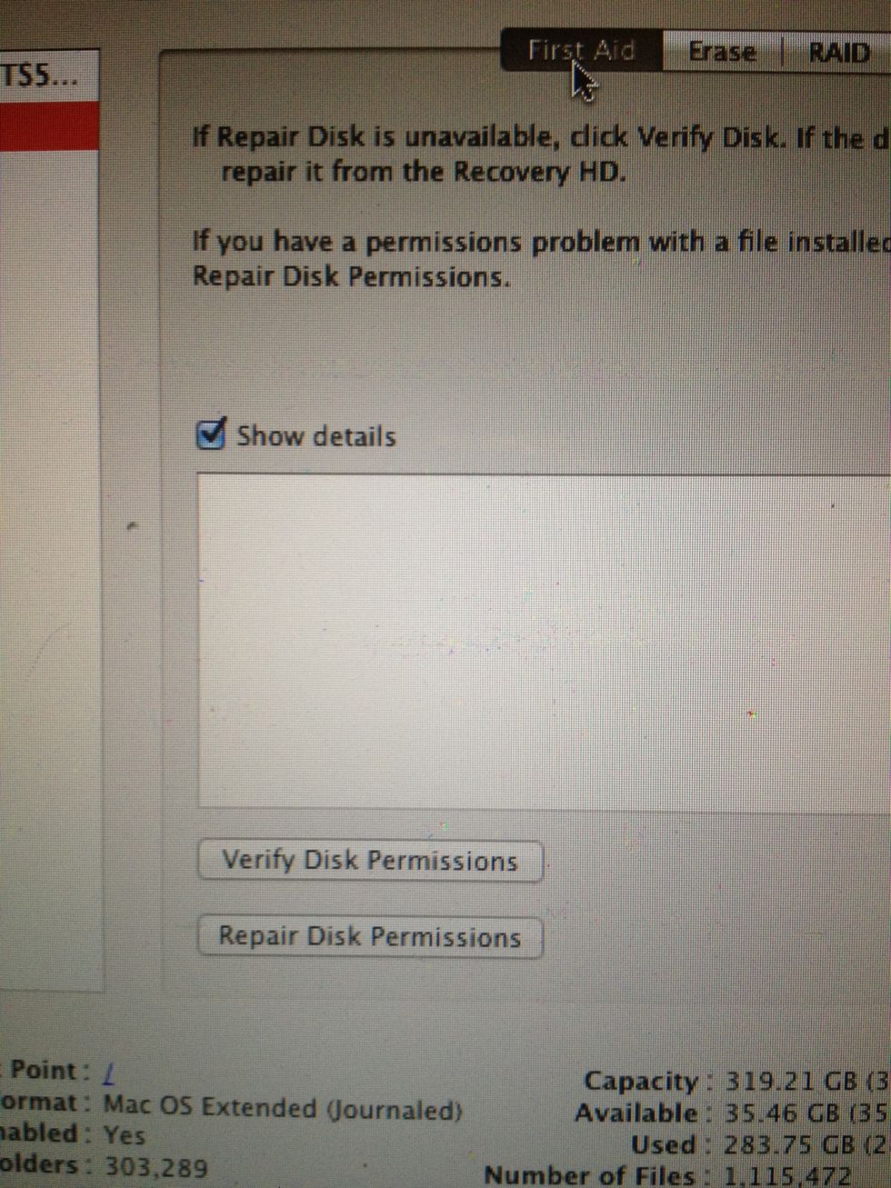 Click "Verify Disk Pernissions"... This may take a good couple of minutes, so be patient... (Now is your perfect time for a night-cap: A tasty glass of wine, cheers!)...