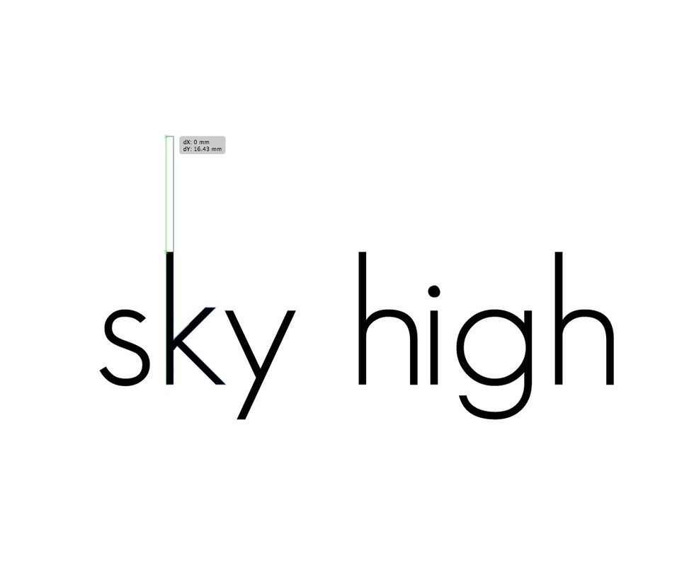 Clicking on the top two vector points of the 'k' I am able to pull them upwards.