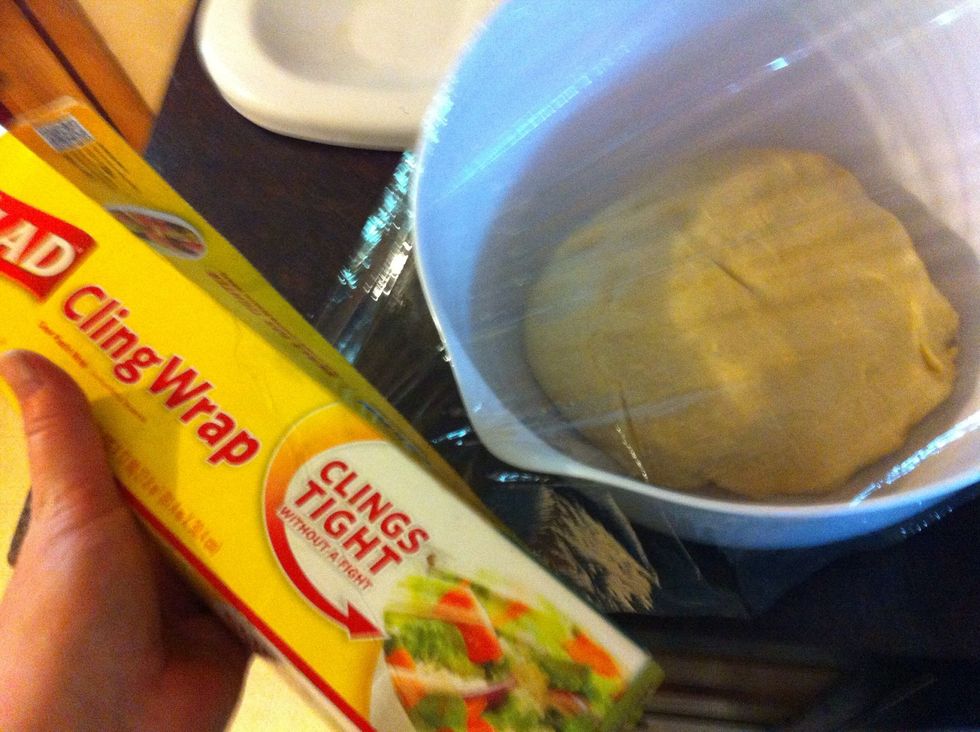 Cling wrap on top.