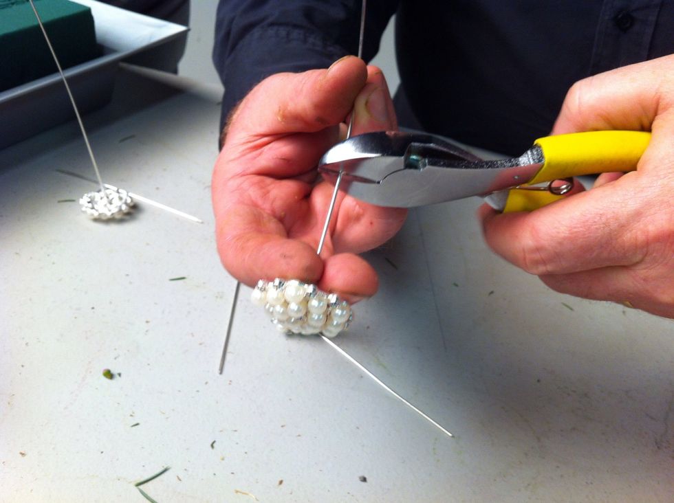 Clip Pearl Cluster Brooch about 2" long using wire cutters.