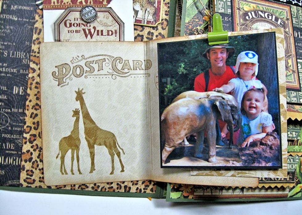 Clip photo in place. Tuck Ivory ATC tag behind the post card for journaling spot. You can add more than one photo with the clip.