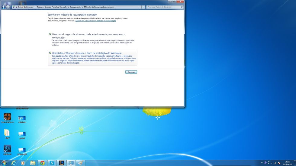 Clique em restaurar o windows