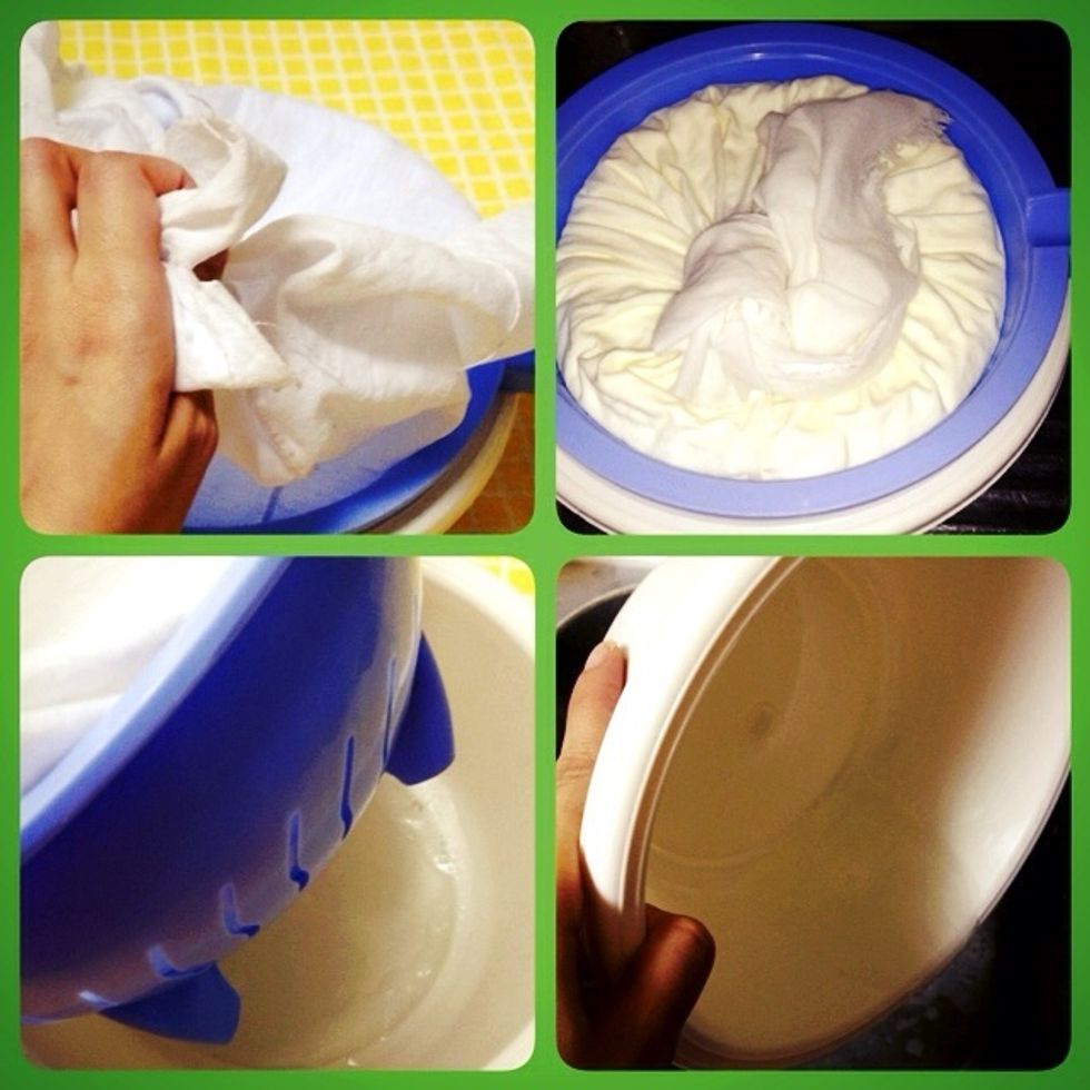 Close the cloth bag well, Water will come down from the yogurt, Throw the water.