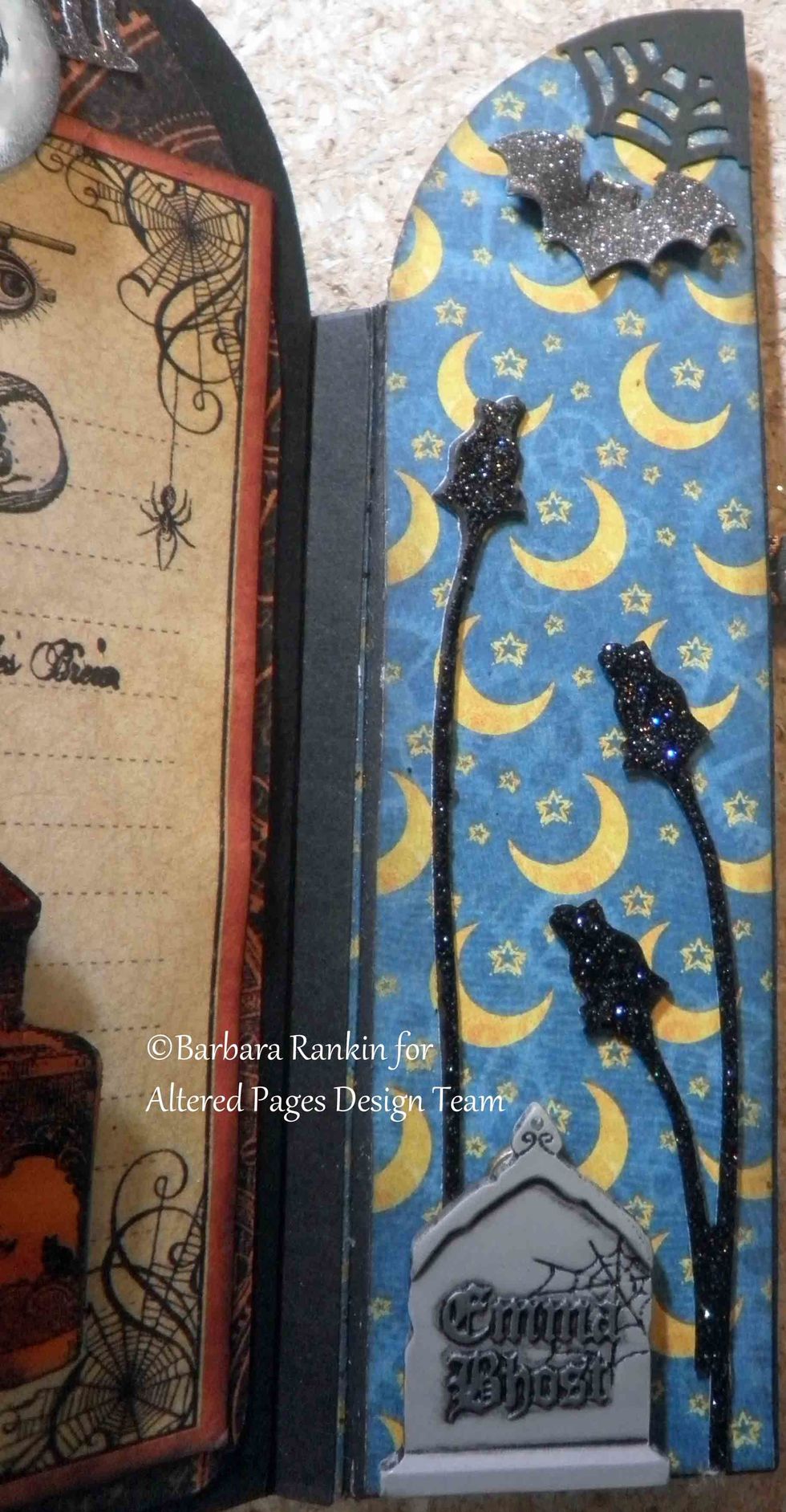 Close up of inside right door panel. Rose on far right covers the back of the hitch fasteners.