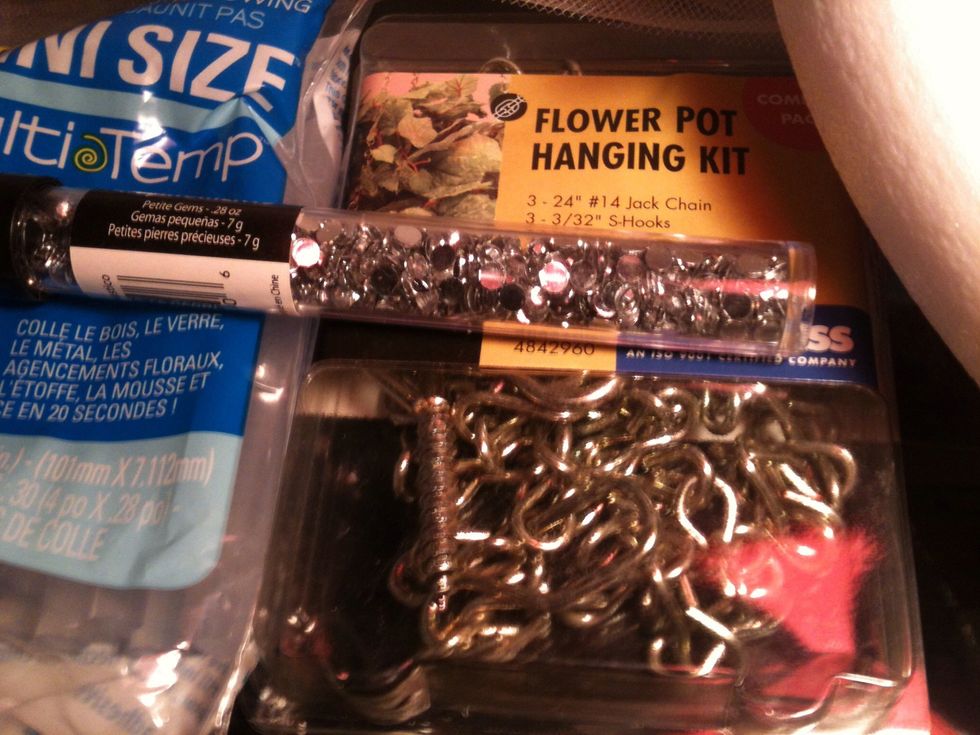 Close up of loose gems and hanging kit
