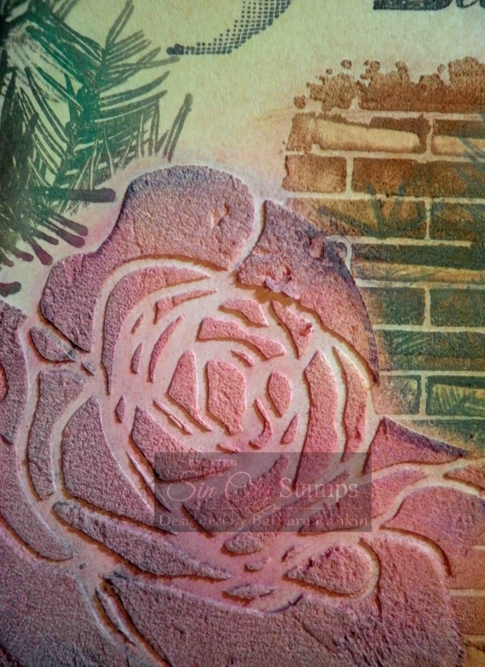 Close-up of rose showing color variations and blending with the Pan Pastels.