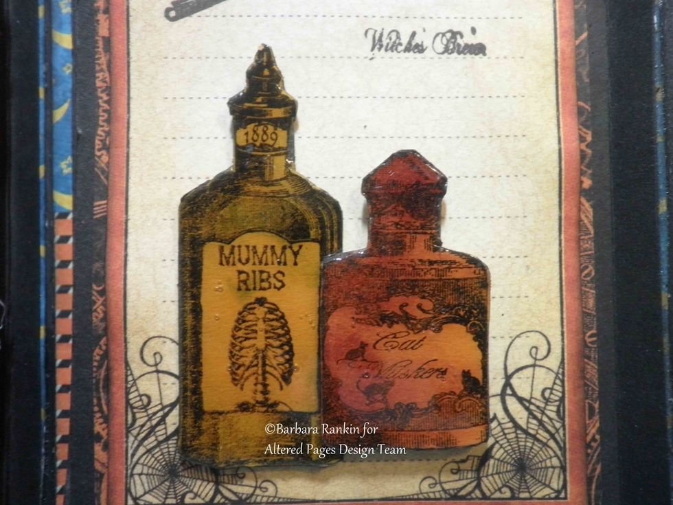 Close up of stamped SCS potion bottles.