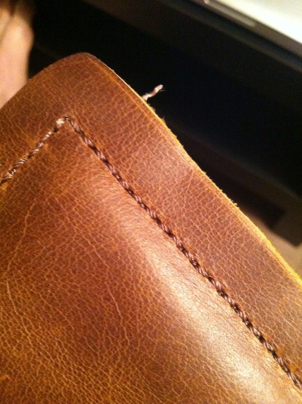 Close up of the stitch on the outside corner.