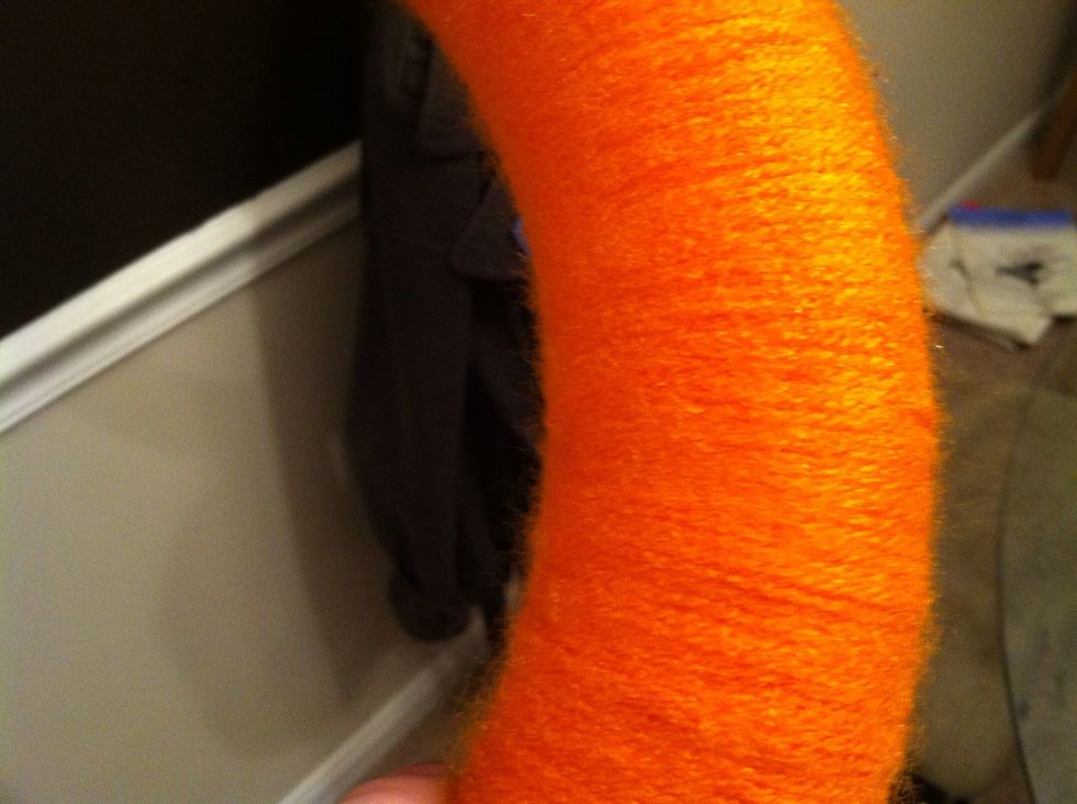 Close-up of wrapped yarn.