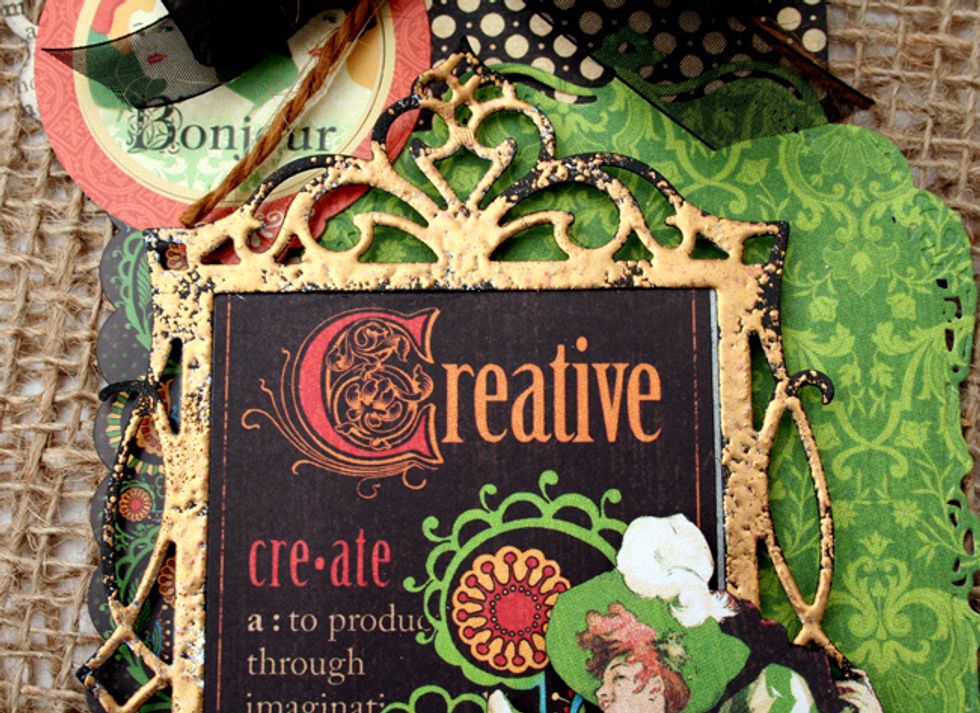 Closeup of heat embossed Sizzix frame.