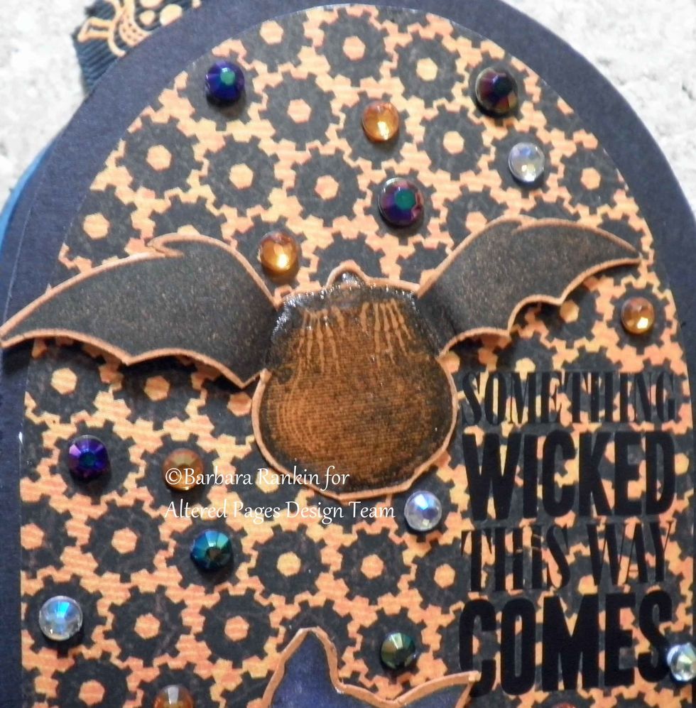 Closeup of SCS flying pot, Crystal Lacquer added to pot only, pop dots beneath wings for dimension.