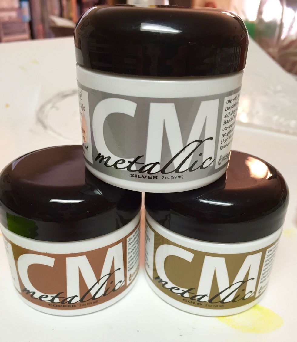 CM - Creative Medium - Metallic from Imagine Crafts adds great dimension and shine to your projects. they are super creamy and SO smooth which makes them very easy to use.