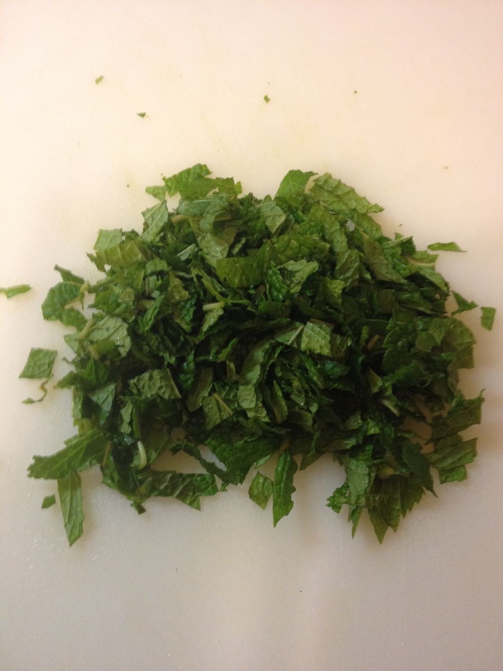 Coarsely chop the mint.