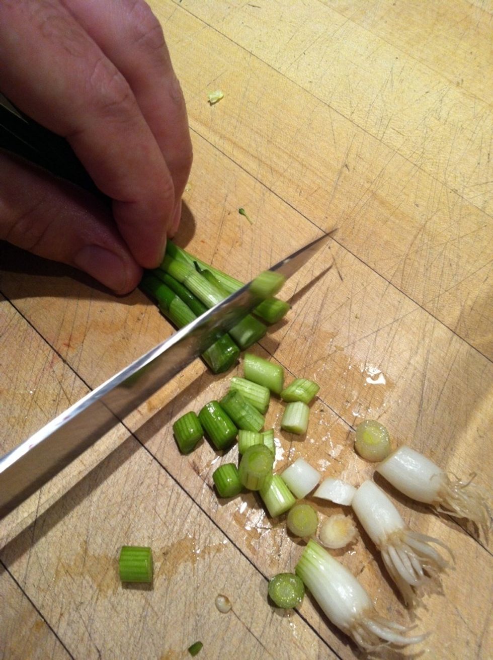 Coarsely chop the scallions.