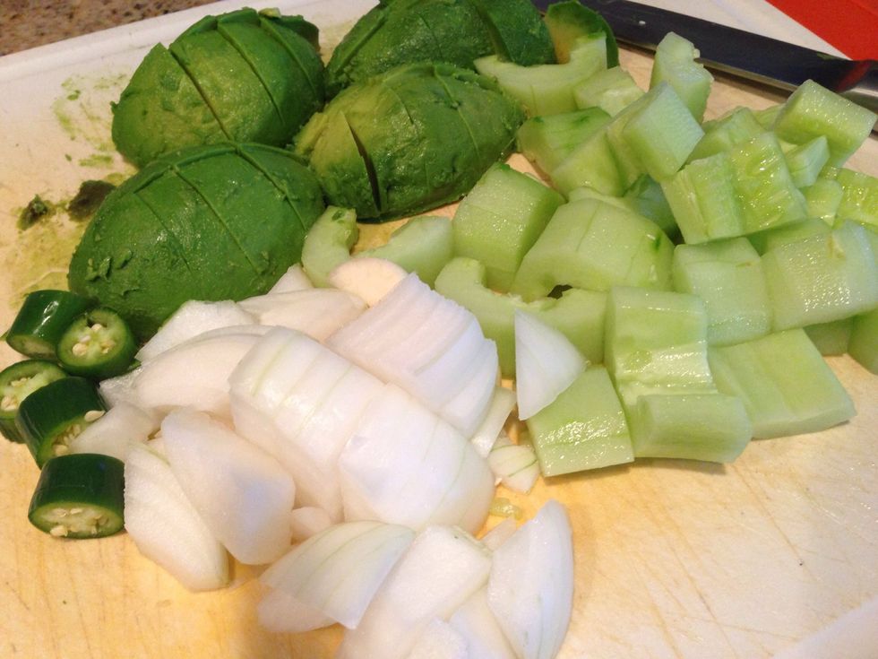 Coarsely chop up your ingredients.