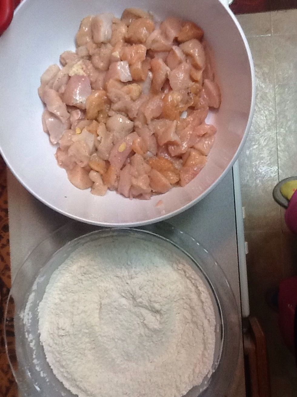 Coat chicken breast with flour (optional)