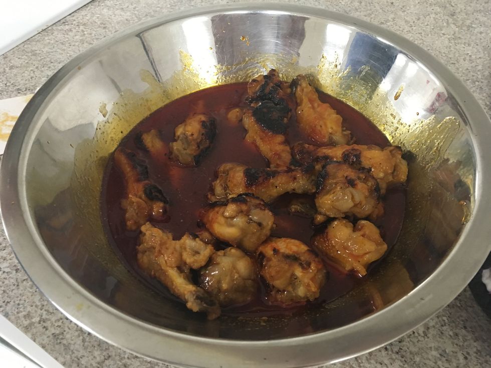 Coat the chicken in the sauce and serve