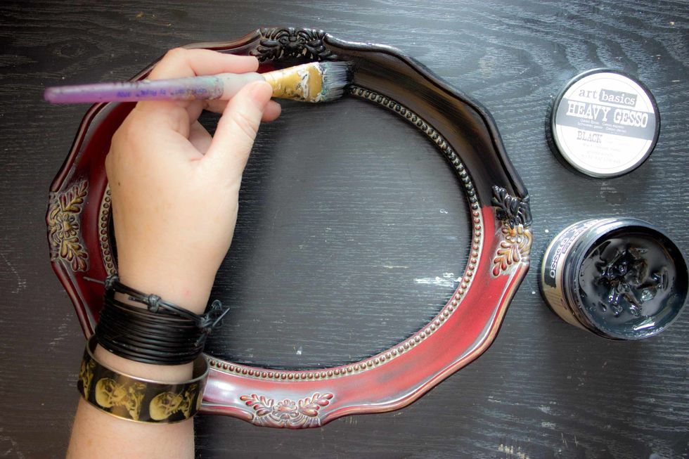 Coat the frame with Art Basics Heavy Gesso: "Black":